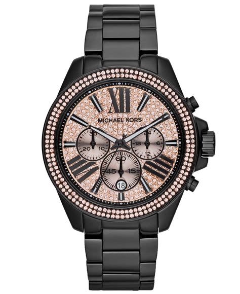 michael kors black watch with rhinestones womans